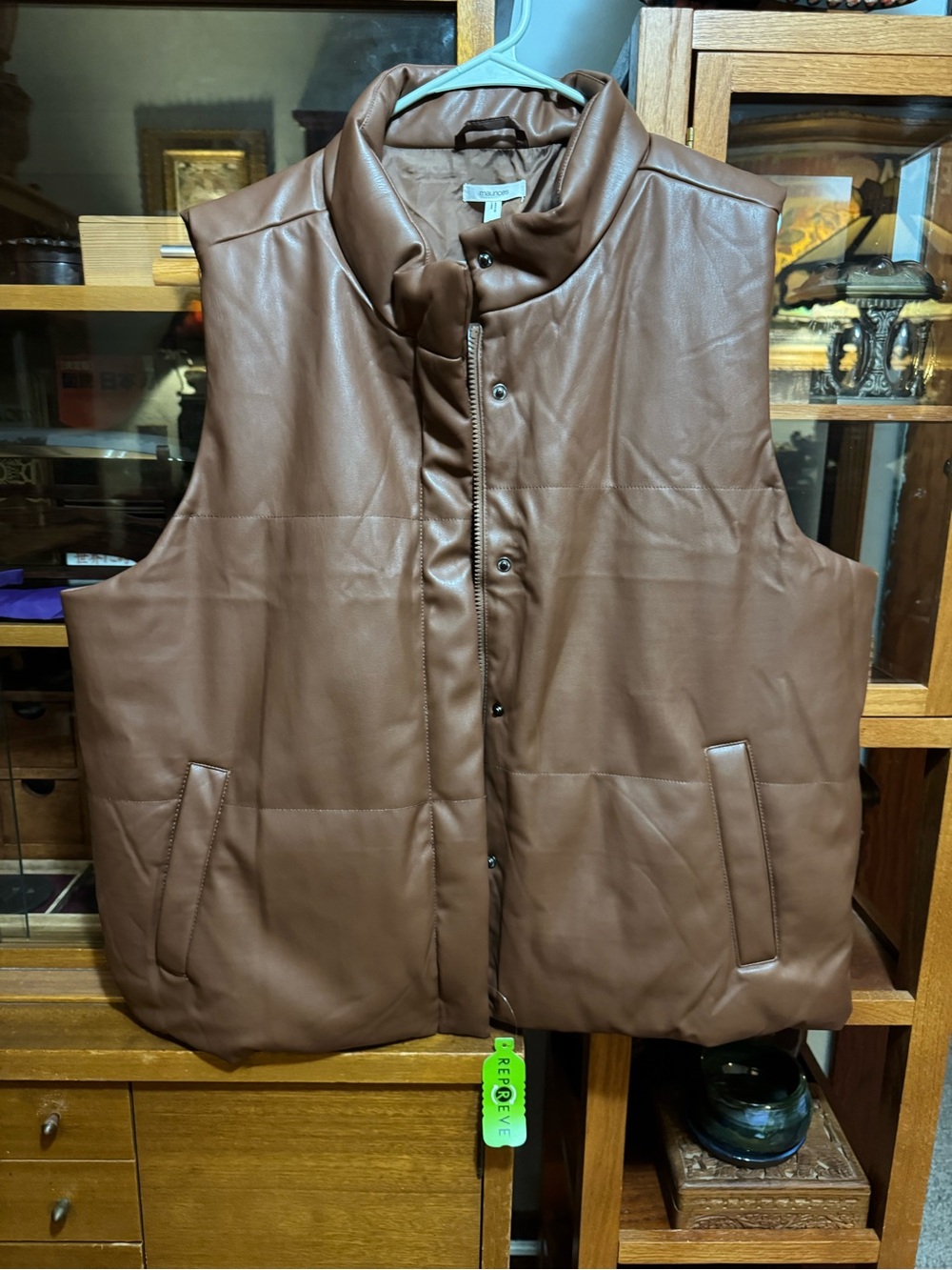 Maurice’s Brown Faux-Leather Puffer Vest